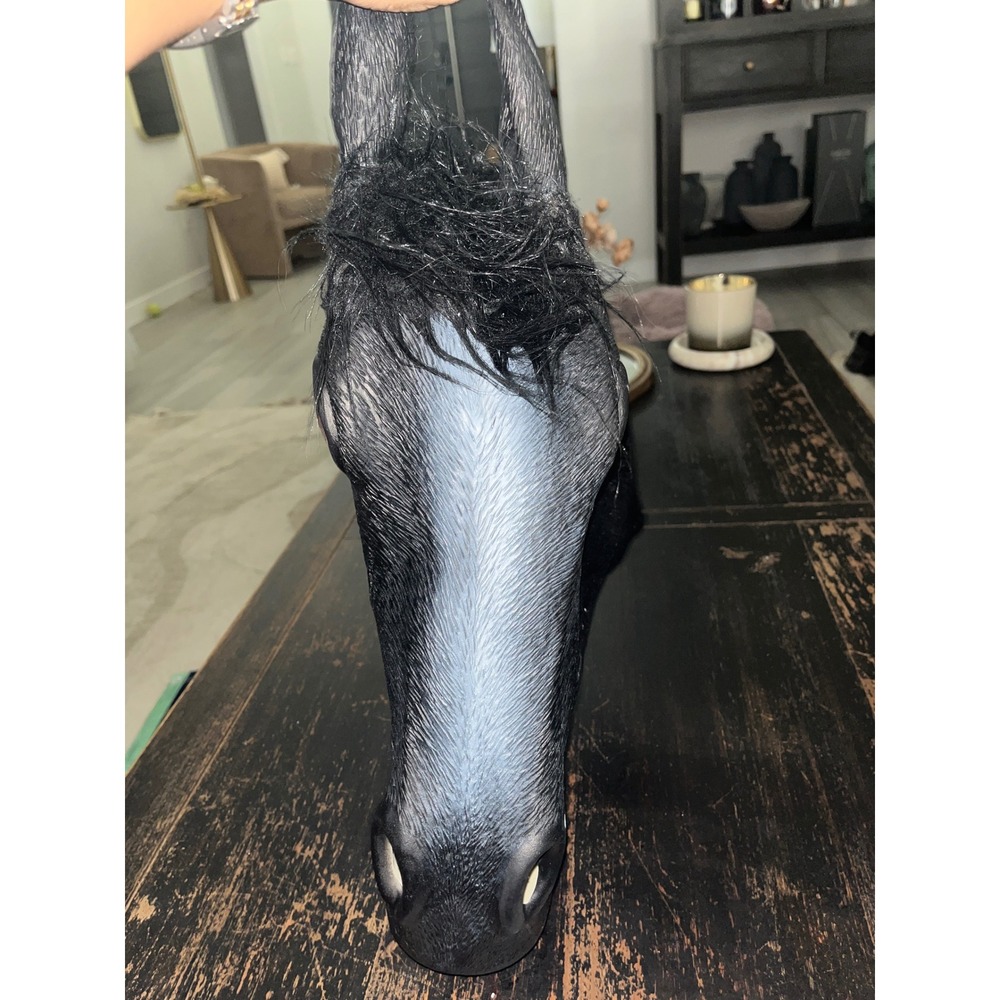 Realistic Black Horse Head Mask Latex Animal Costume Halloween Novelty Prop - Picture 3 of 3